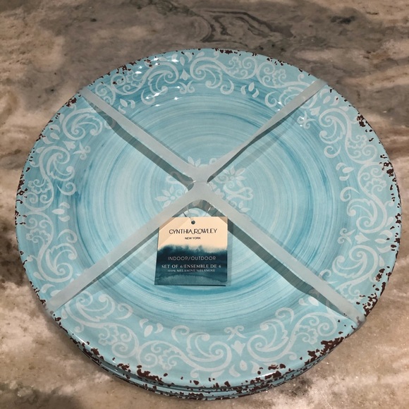 Cynthia Rowley Dining Cynthia Rowley Melamine Blue Scroll 1 Plates